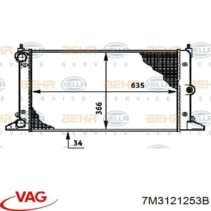 Do koszyka 7M3121253B VAG Chłodnica silnika