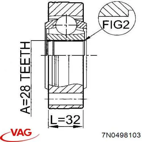 Przegub homokinetyczny wewnętrzny przedni lewy VAG 7N0498103 cena, od 203,27 USD