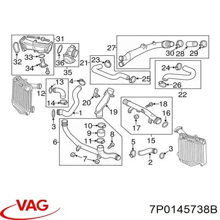 7P0145738B VAG Przewód (króciec) intercoolera