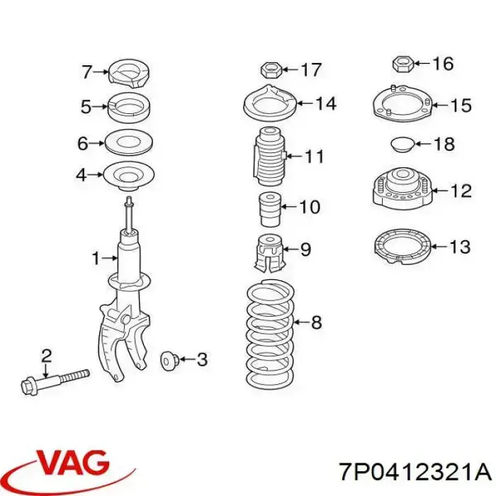 7P0412321A VAG Poduszka amortyzatora przedniego