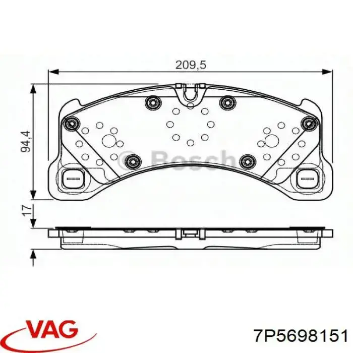 Klocki hamulcowe przednie tarczowe 7P5698151 VAG
