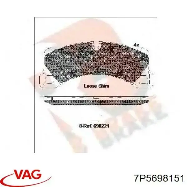 Klocki hamulcowe przednie tarczowe VAG 7P5698151