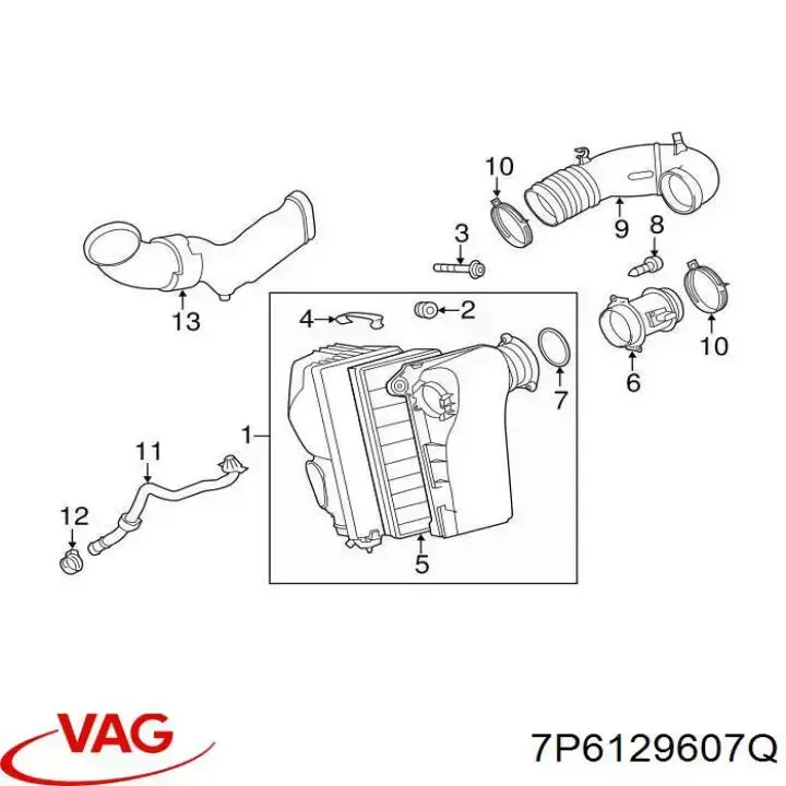 Obudowa filtra powietrza VAG 7P6129607Q cena, od 687,32 USD