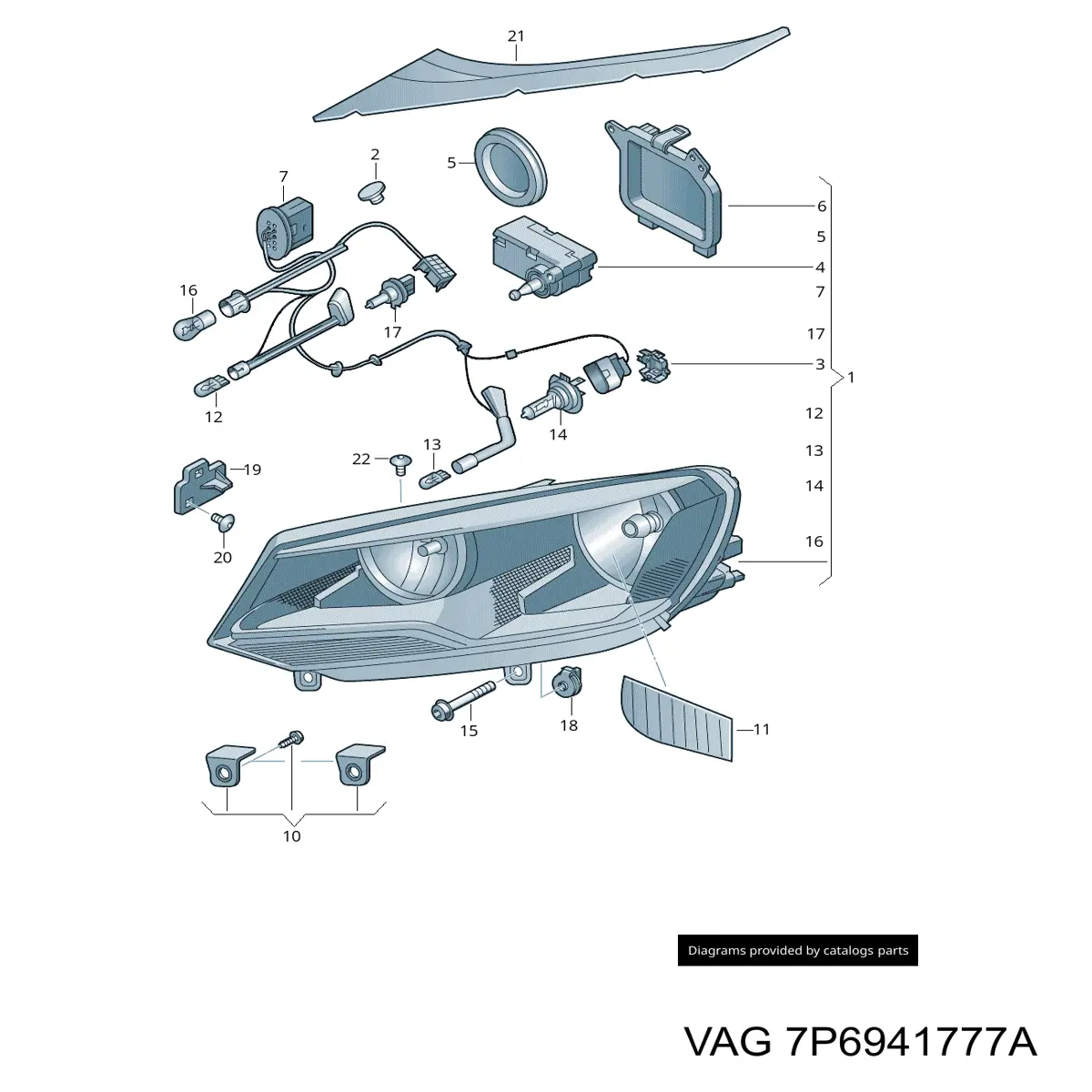7P6941777A VAG Wsponik (adapter) mocowania reflektora przedniego lewego