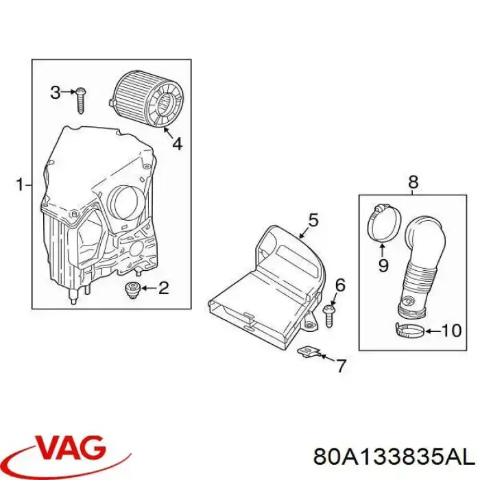 Obudowa filtra powietrza VAG 80A133835AL cena, od 185,58 USD