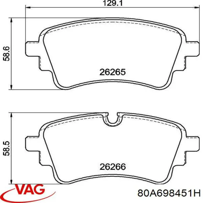 80A698451H VAG okładziny (klocki do hamulców tarczowych tylne)