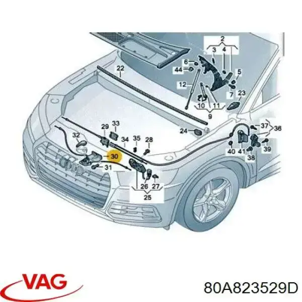 80A823529D VAG Linka otwierania maski przednia