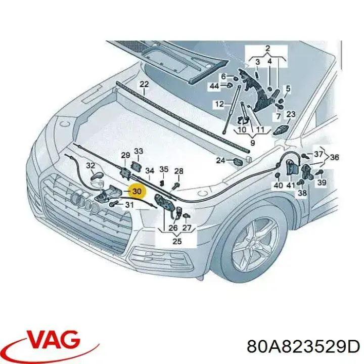 Linka otwierania maski przednia VAG 80A823529D cena, od 35,90 USD