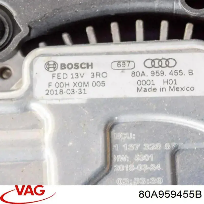 Wentylator elektryczny układu chłodzenia, kompletny (silnik+wirnik) prawy VAG 80A959455B cena, od 1078,92 USD