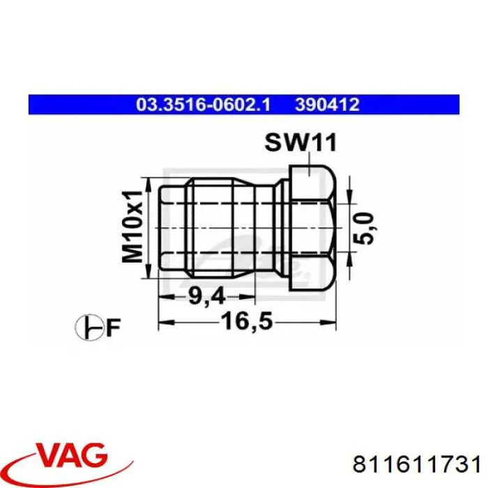 Do koszyka 811611731 VAG Złączka do przewodów hamulcowych