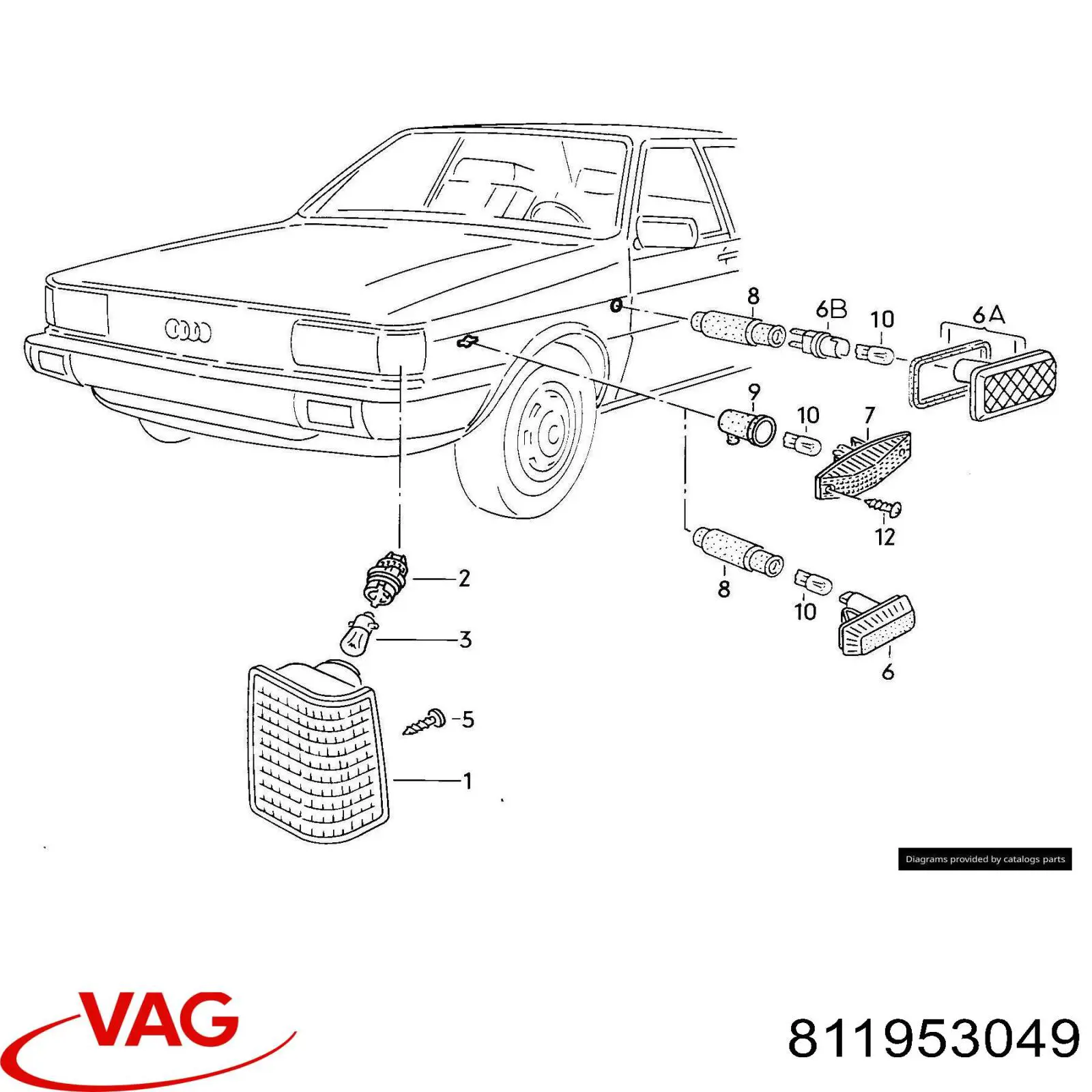 Kierunkowskaz lewy Audi 80 B2 sedana (81, 85) (1978 - 1986) cena, od 68,79 USD