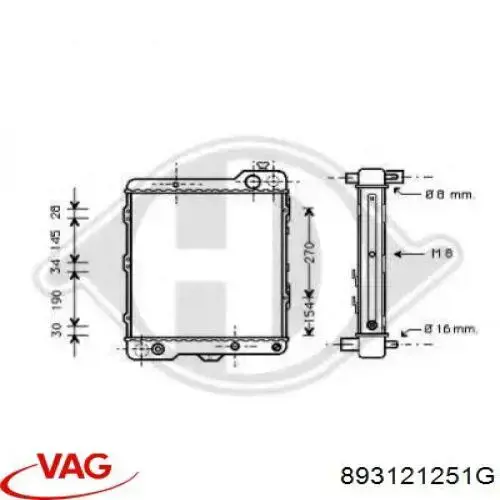 Do koszyka 893121251G VAG Chłodnica silnika