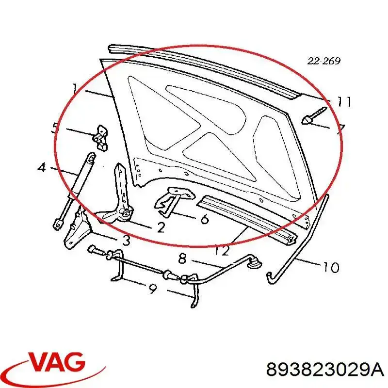 Maska silnika do Audi 80 B3 89, 89Q, 8A