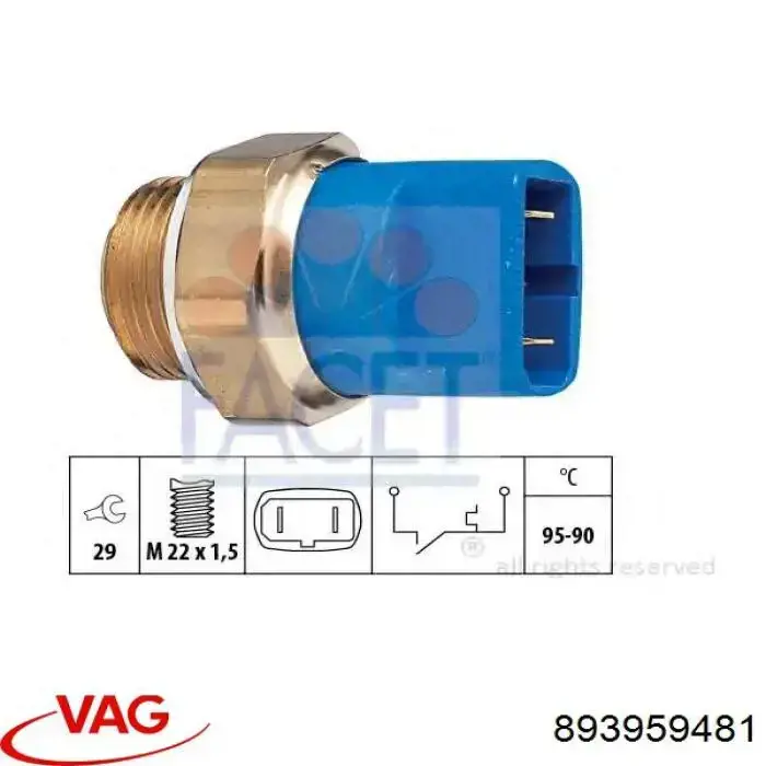 Czujnik temperatury płynu chłodzącego (włączenia wentylatora chłodnicy) VAG 893959481 cena, od 6,74 USD