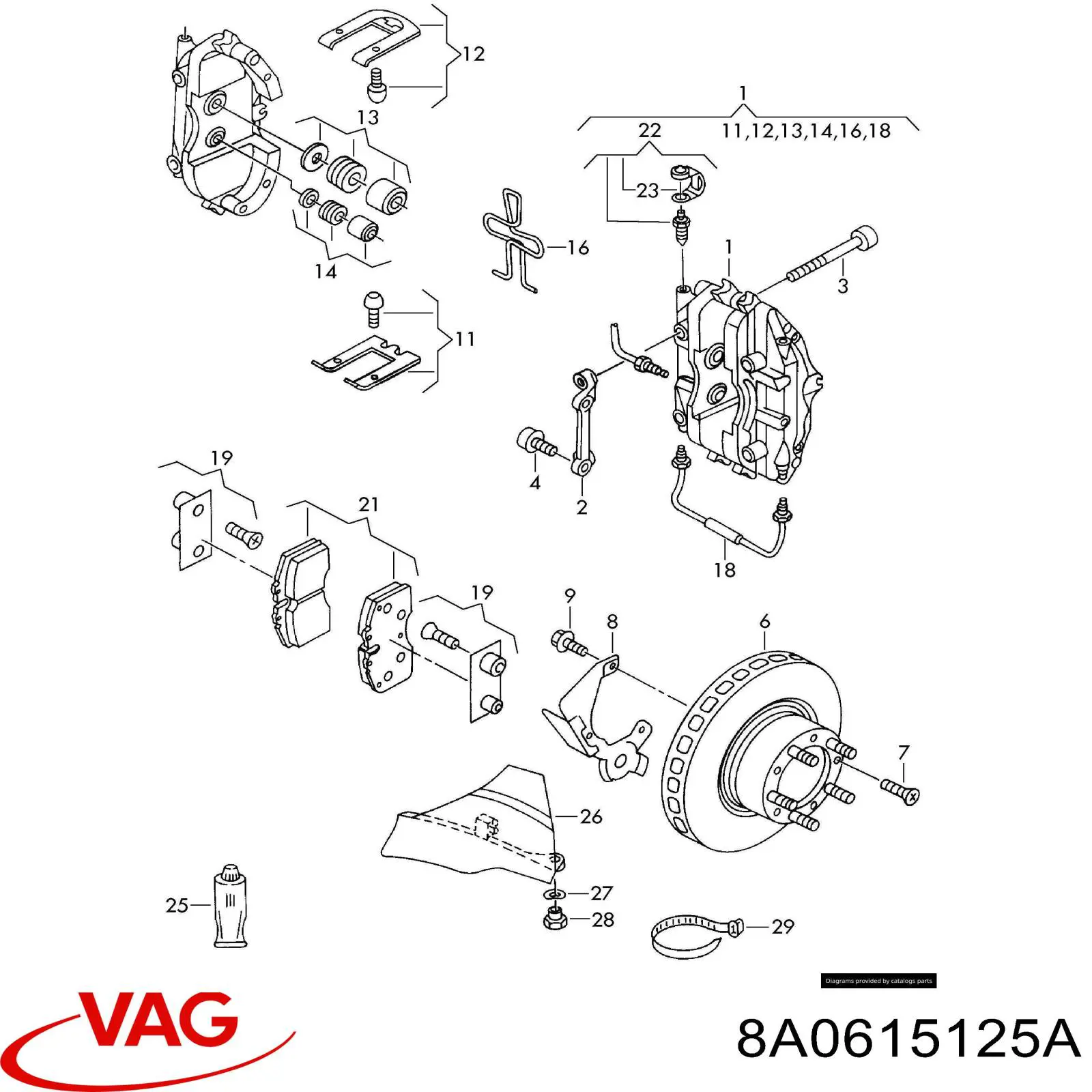 8A0615125A VAG Jarzmo zacisku hamulcowego przedniego
