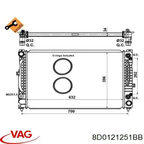 8D0121251BB VAG Chłodnica silnika