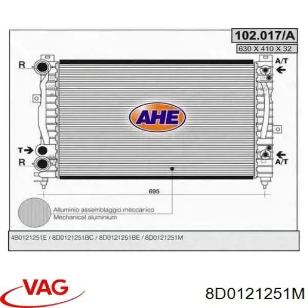 Chłodnica silnika 8D0121251M VAG