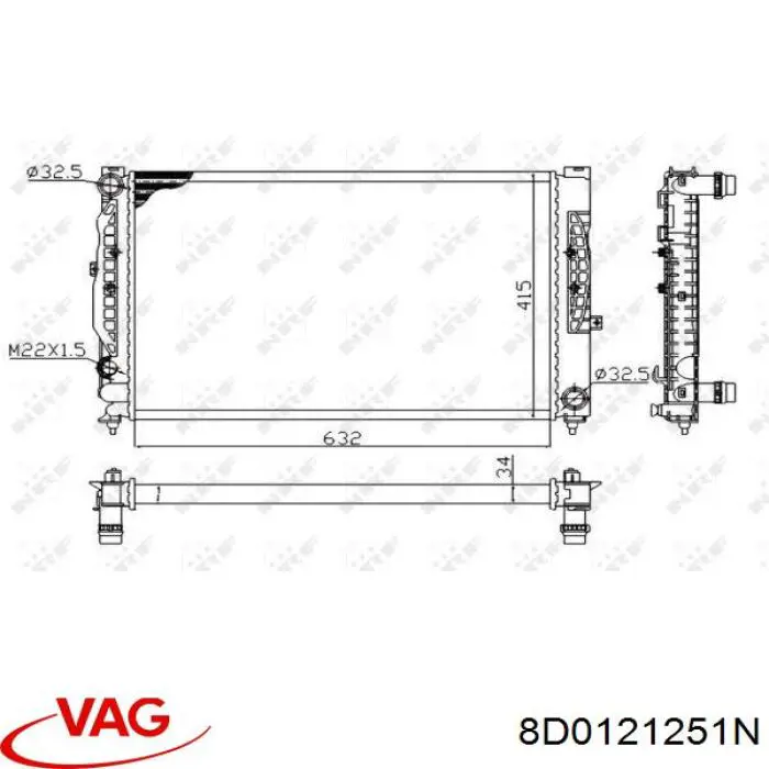 Chłodnica silnika VAG 8D0121251N cena, od 103,33 USD