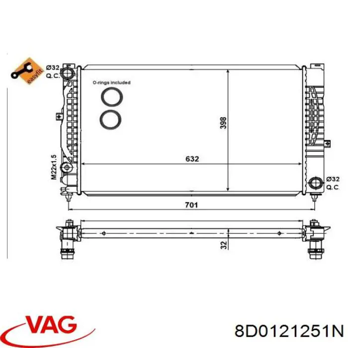 Do koszyka 8D0121251N VAG Chłodnica silnika