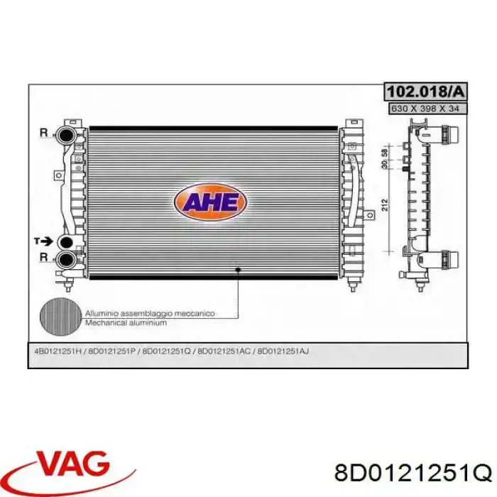 Do koszyka 8D0121251Q VAG Chłodnica silnika