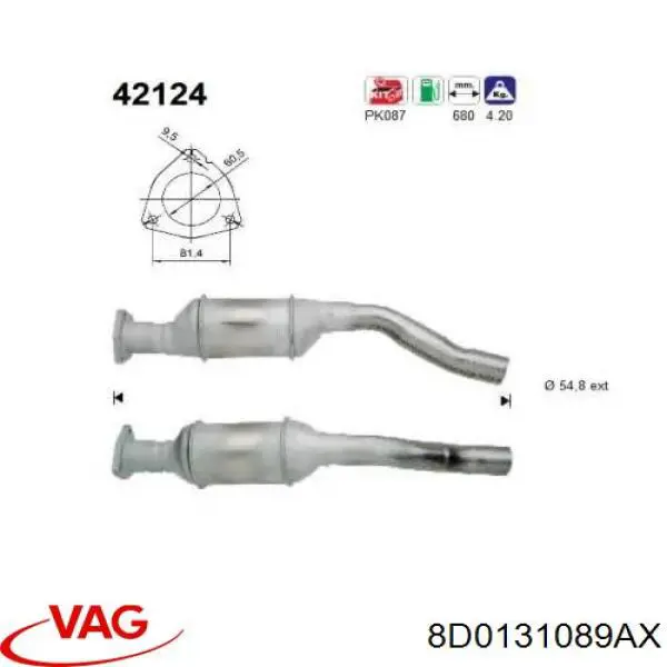 Do koszyka 8D0131089AX VAG Konwerter-katalizator