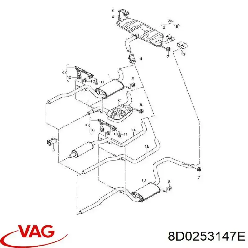 Poduszka mocowania tłumika 8D0253147E VAG