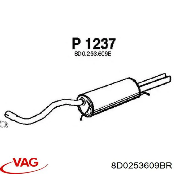 Do koszyka 8D0253609BR VAG Tłumik, tylna część