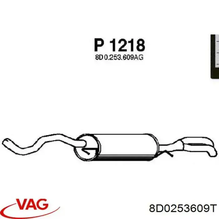 8D0253609T VAG tłumik, tylna część