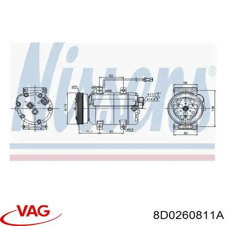 Sprzęgło sprężarki klimatyzacji VAG 8D0260811A cena, od 376,23 USD
