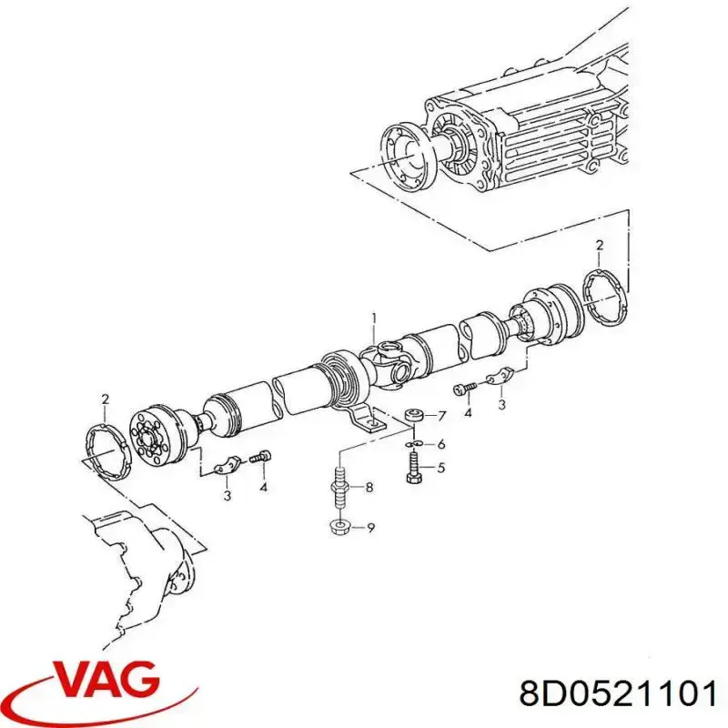 Wał Cardana tylny, kompletny Audi A4 B5 sedana (8D2) (1994 - 2001) cena, od 61,65 USD