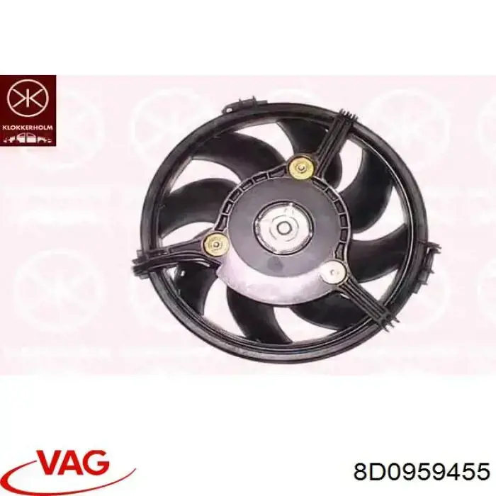 Do koszyka 8D0959455 VAG Wentylator elektryczny układu chłodzenia kompletny (silnik+wirnik)