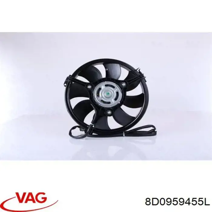 Do koszyka 8D0959455L VAG Wentylator elektryczny układu chłodzenia kompletny (silnik+wirnik)