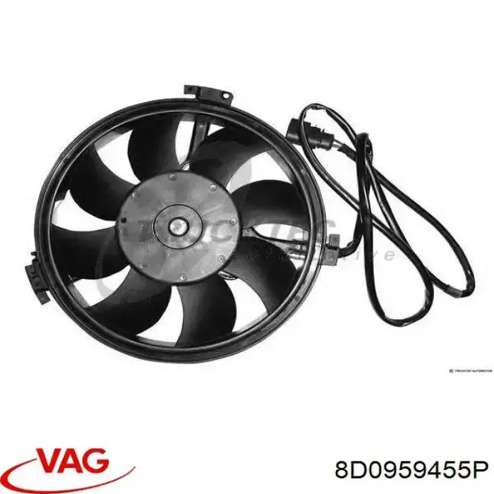 Do koszyka 8D0959455P VAG Wentylator elektryczny układu chłodzenia kompletny (silnik+wirnik)