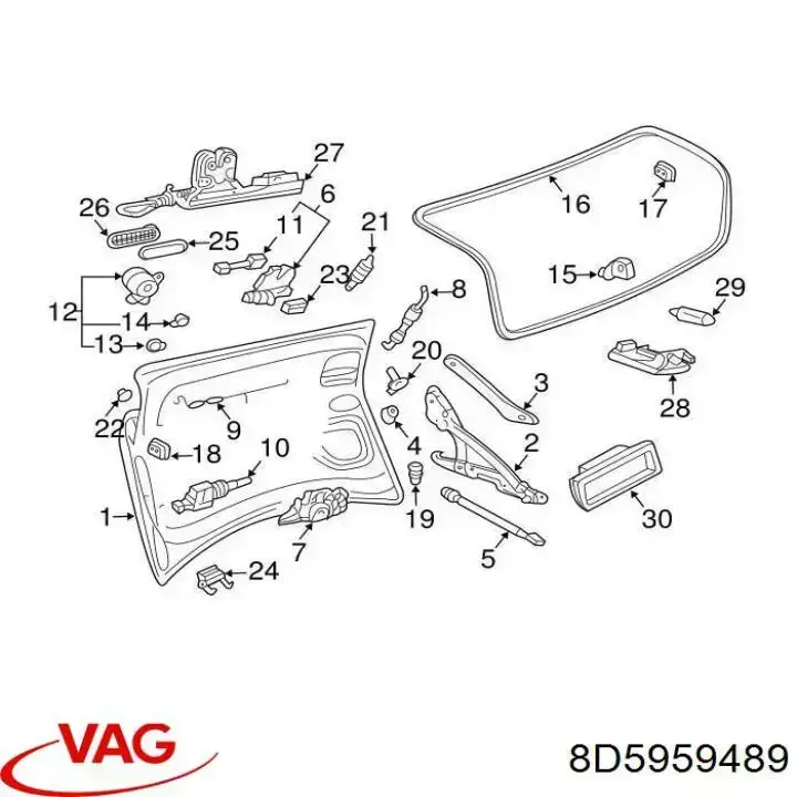 Wyłącznik zamka centralnego VAG 8D5959489 cena, od 23,30 USD