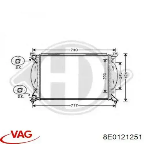 Chłodnica silnika 8E0121251 VAG