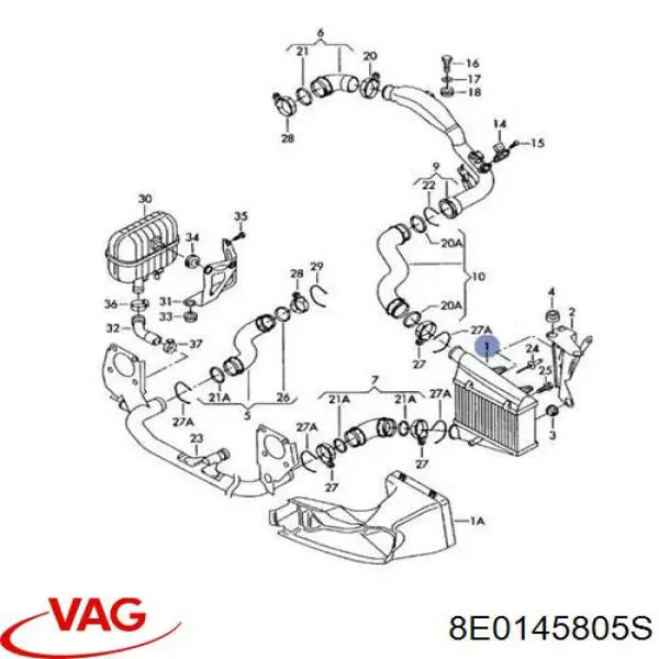 Chłodnica intercoolera VAG 8E0145805S