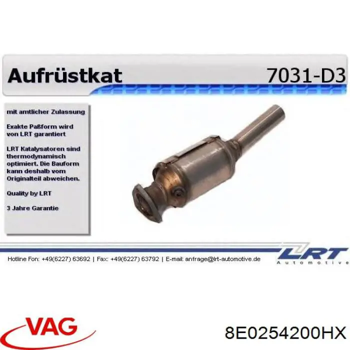 Konwerter-katalizator VAG 8E0254200HX cena, od 216,09 USD