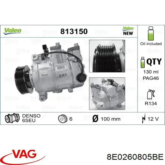 Sprężarka klimatyzacji VAG 8E0260805BE cena, od 272,00 USD