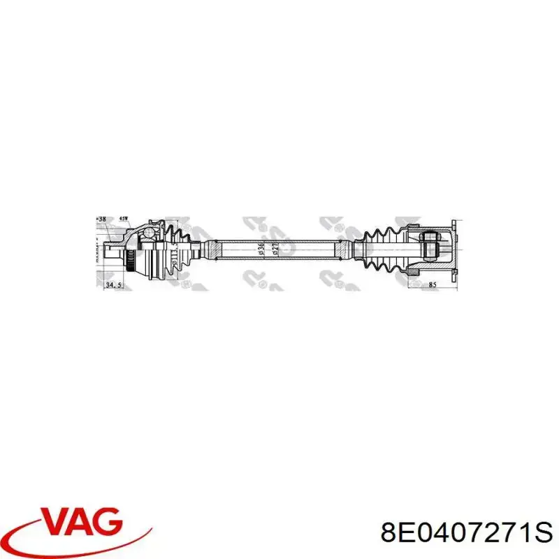 Półoś napędowa przednia lewa VAG 8E0407271S cena, od 114,07 USD