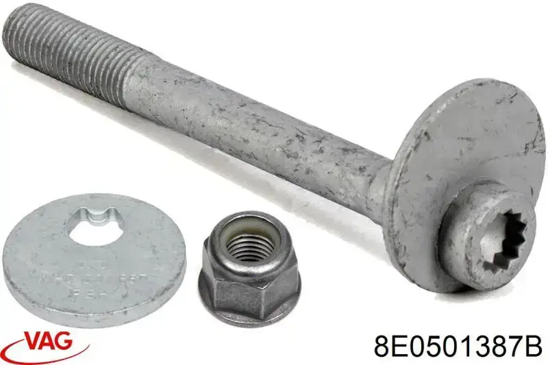 Do koszyka 8E0501387B VAG Śruba regulacji tylnego wahacza (dla zbieżności), wewnętrzny