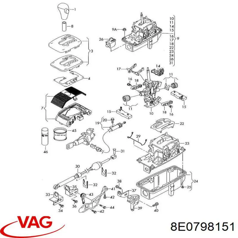 Do koszyka 8E0798151 VAG Zestaw naprawczy cięgna zmiany biegów