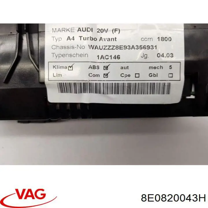 Do koszyka Sterownik trybów ogrzewania/klimatyzacji Audi A4 B6 8E2
