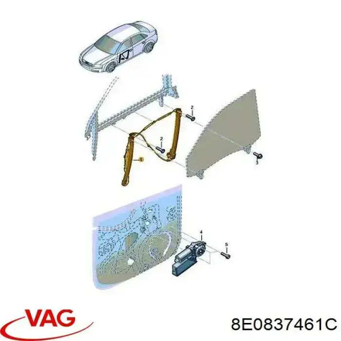 Do koszyka 8E0837461C VAG Mechanizm podnoszenia szyby drzwi przednich lewych