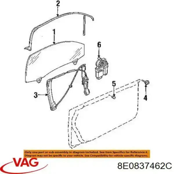 Mechanizm podnoszenia szyby drzwi przednich prawych VAG 8E0837462C cena, od 36,30 USD