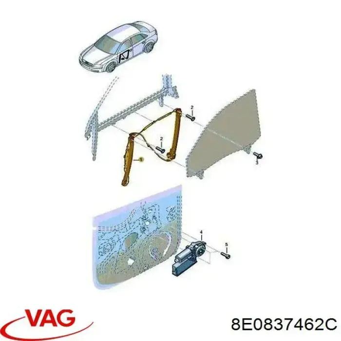 Do koszyka 8E0837462C VAG Mechanizm podnoszenia szyby drzwi przednich prawych