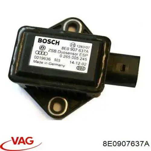Do koszyka 8E0907637A VAG Czujnik przyśpieszenia poprzecznego (ESP)