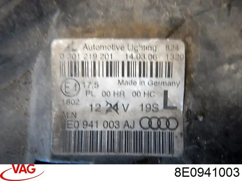 Do koszyka 8E0941003 VAG Reflektor lewy