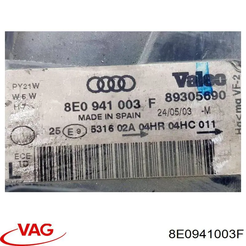 8E0941003F VAG Reflektor lewy