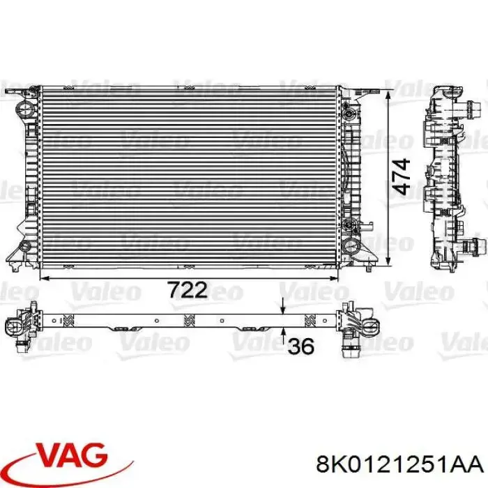 Chłodnica silnika VAG 8K0121251AA