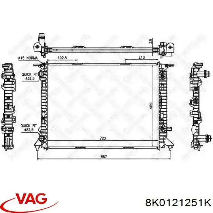 Chłodnica silnika VAG 8K0121251K